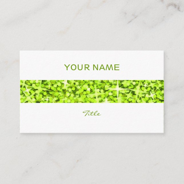 Glitz Lime rand, affärskort vit bak Visitkort (Framsida)