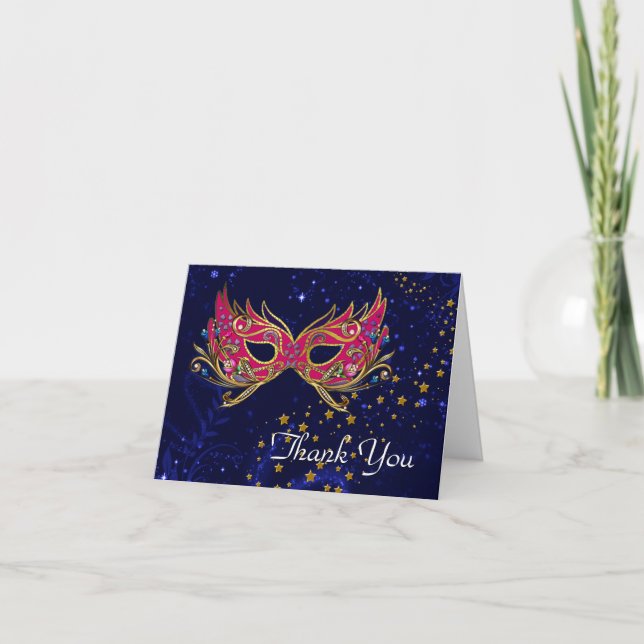 Glitz MasqueraSweet 16 Party Tack Kort (Framsida)
