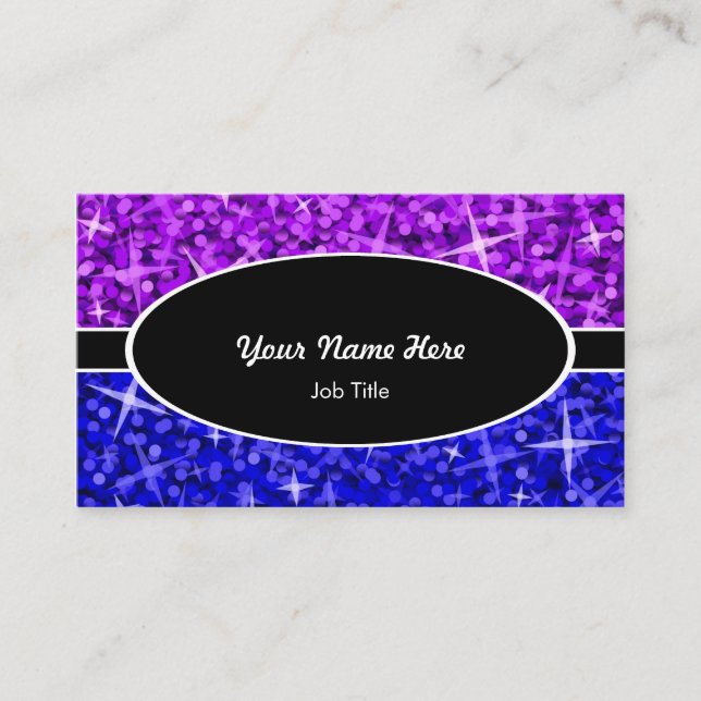Glitz Mix Lila Blue Black oval affärskort Visitkort (Framsida)