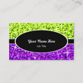 Glitz Mix Lime Lila black oval affärskort Visitkort