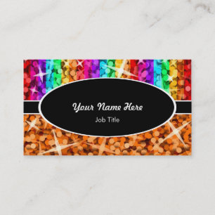 Glitz Mix Rainbow Orange black oval affärskort Visitkort