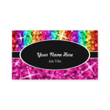 Glitz Mix Rainbow Rosa black oval affärskort