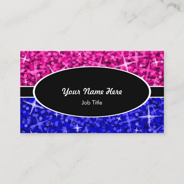 Glitz Mix Rosa Blue Black oval affärskort Visitkort (Framsida)