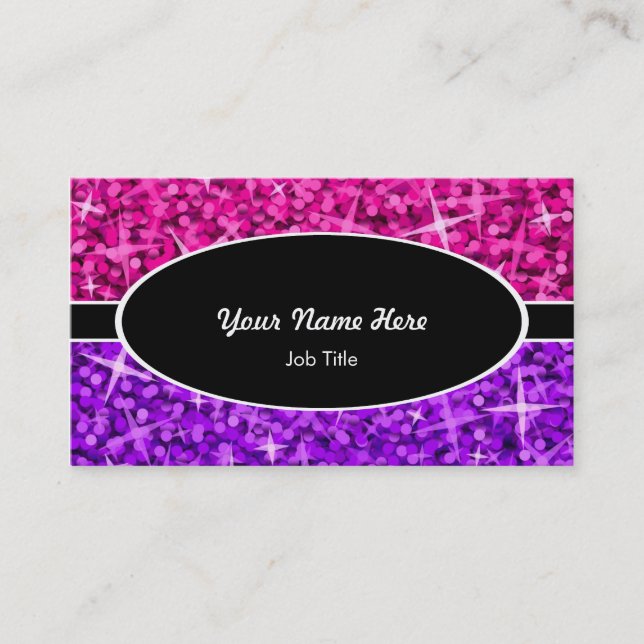 Glitz Mix Rosa Lila Black oval affärskort Visitkort (Framsida)