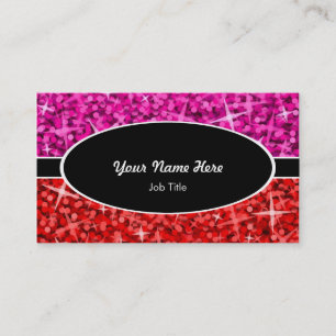 Glitz Mix Rosa Red Black oval affärskort Visitkort