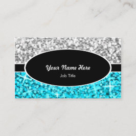 Glitz Mix "Silver" affärskort av blåsvarta ovala Visitkort