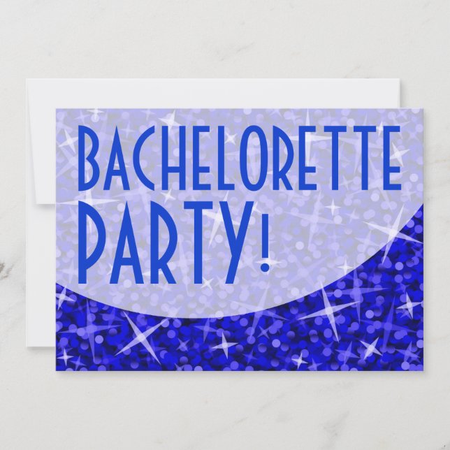 Glitz Mörk blått kurva "Bachelorette Party"! Inbjudningar (Framsida)