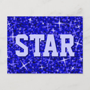 Glitz Mörk blått vykort för "STAR"