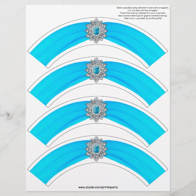 Glitz och Glam Cuptårta Wrap - Aqua (Framsida)