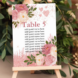 Glitz och Glam Rosa Glitter Gnistra Shine Bordsnummer
