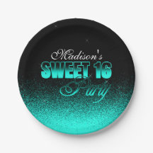 Glitz och Glamous Black and Aqua Sweet 16