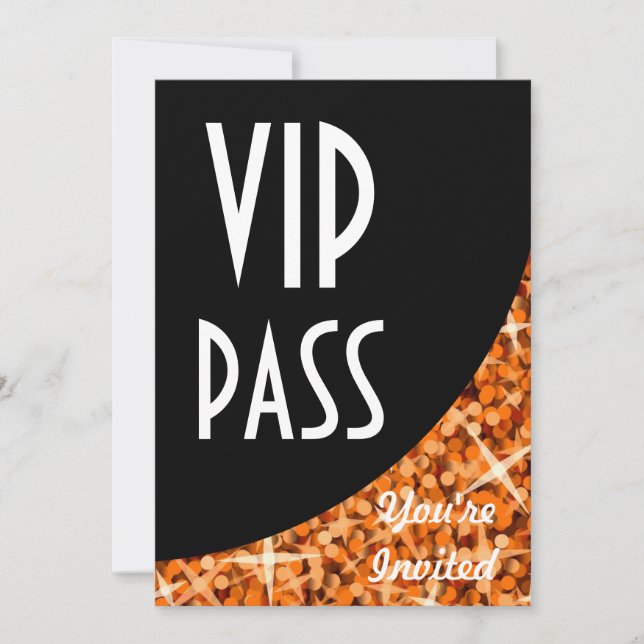Glitz-Orangens svarta kurva "VIP Pass-inbjudan" Inbjudningar (Framsida)