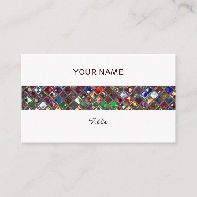 Glitz-plattor - färgad utskrift rand vit bak visitkort (Framsida)