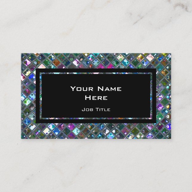 Glitz-plattor, flerfärgad 2 svarta rektangel visitkort (Framsida)