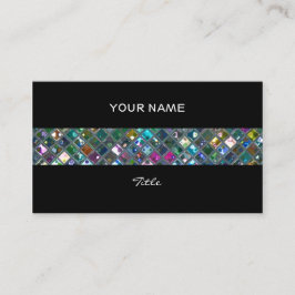 Glitz-plattor, flerfärgad, svart, rand, baksida visitkort