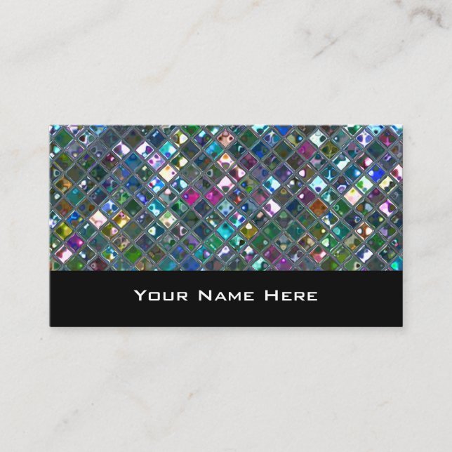 Glitz-plattor, flerfärgade, 2 affärskort svarta visitkort (Framsida)