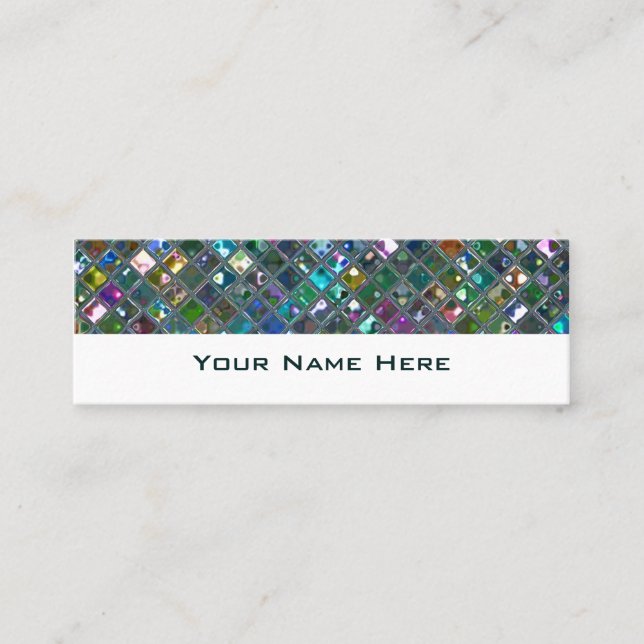 Glitz-plattor, flerfärgade, 2 smalors vita mini visitkort (Framsida)