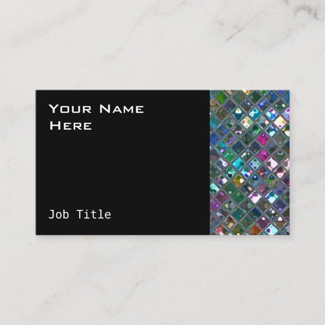 Glitz-plattor, flerfärgade, 2 svarta sidor visitkort (Framsida)
