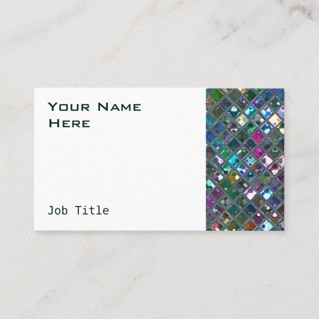 Glitz-plattor, flerfärgade, 2 vita sidor visitkort (Framsida)