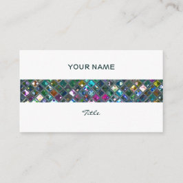 Glitz-plattor, flerfärgade, rand-utskrifter, vit b visitkort