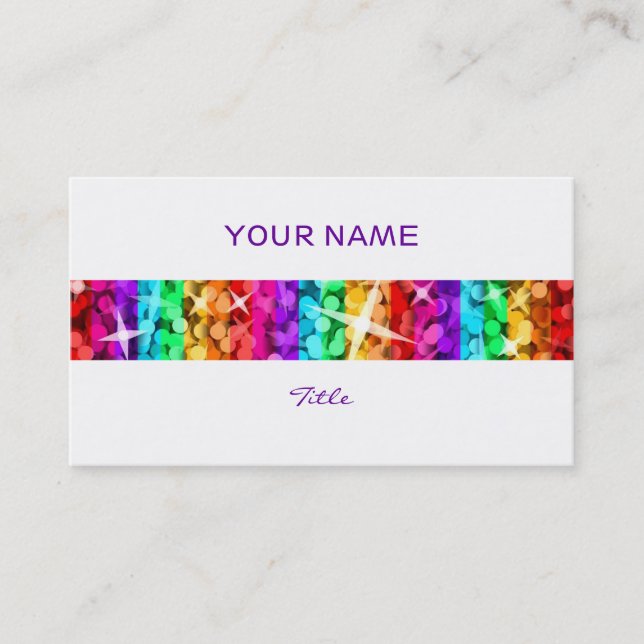 Glitz Rainbow Rand affärskort vit bak Visitkort (Framsida)