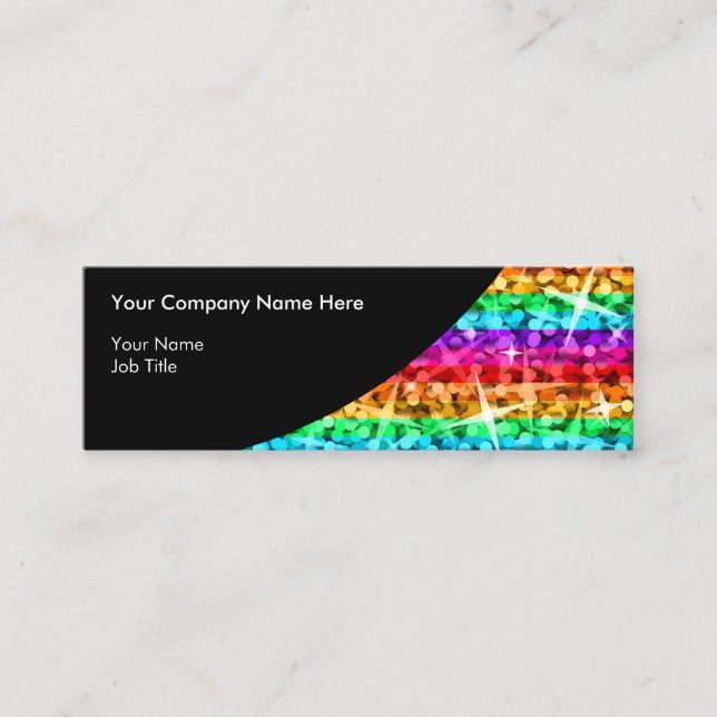 Glitz Rainbow Rand Black Curve smala Mini Visitkort (Framsida)