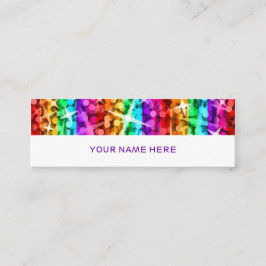 Glitz Rainbow Rand, vit smala tillbaka Mini Visitkort