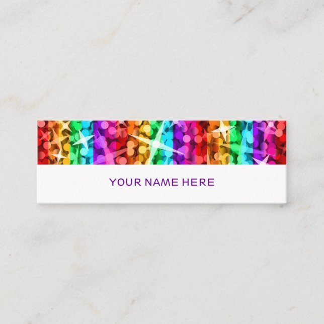 Glitz Rainbow Rand, vit smala tillbaka Mini Visitkort (Framsida)