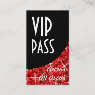 Glitz röd "VIP passerar" svart buktar visitkorten Rabattkort