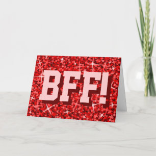 Glitz röda "BFF!", "Grattis på födelsedagen" Kort