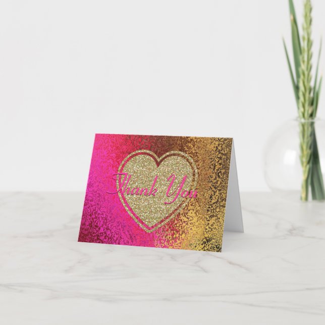 Glitz Rosa & Guld Tack Kort (Framsida)