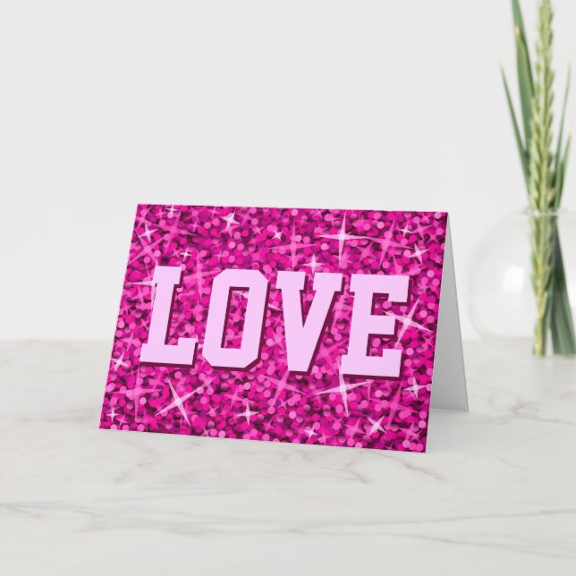 Glitz Rosa 'KÄRLEK' "Alla hjärtans dag"-kort Helgkort (Framsida)