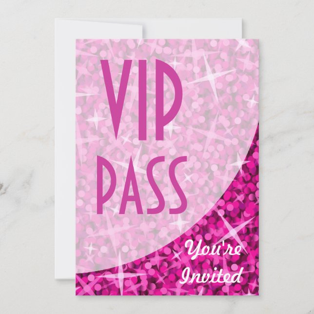 Glitz-Rosa-kurva "VIP Pass"-inbjudan Inbjudningar (Framsida)