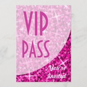 Glitz-Rosa-kurva "VIP Pass"-inbjudan Inbjudningar