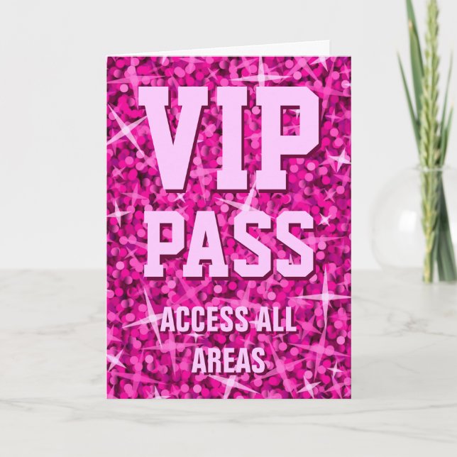 Glitz Rosa 'VIP Pass' Valentindagskort Helgkort (Framsida)