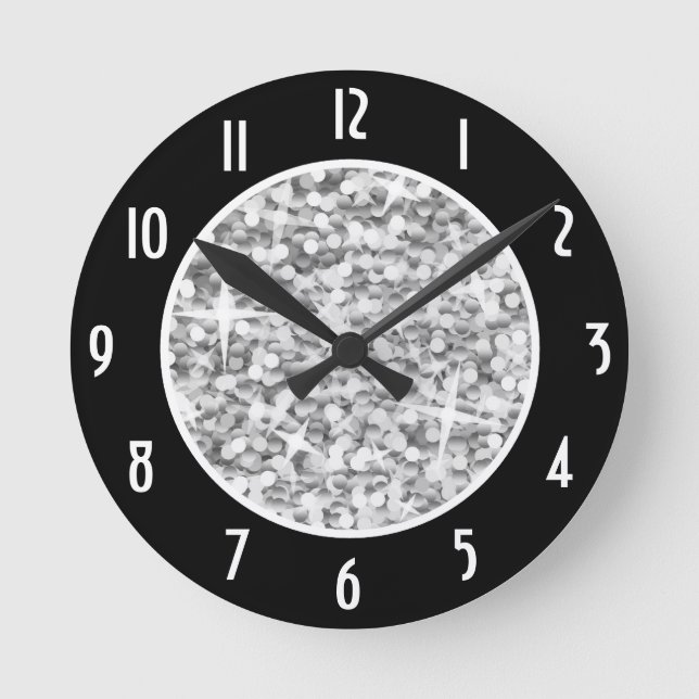 Glitz "Silver" Black "Numbers" klocka runt (Framsida)
