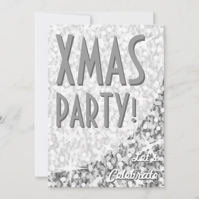 Glitz "Silver"-kurva "Julafton Party!" inbjudan! Inbjudningar (Framsida)