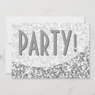 Glitz "Silver"-kurva "Party!" inbjudan