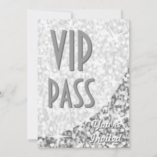 Glitz "Silver"-kurva "VIP Pass-inbjudan" Inbjudningar