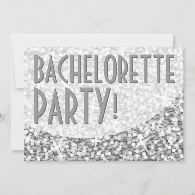 Glitz "Silver"-kurvan "Bachelorette Party" Inbjudningar (Framsida)