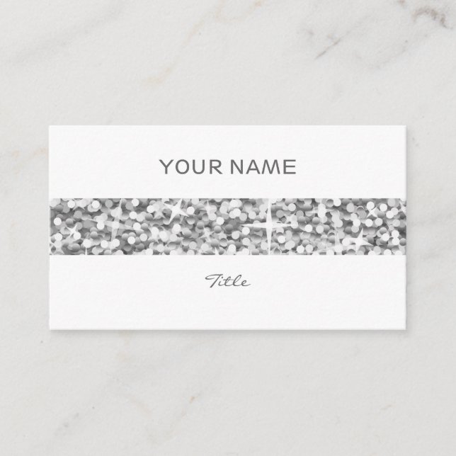 Glitz "Silver" rand-affärskort, vit bak Visitkort (Framsida)