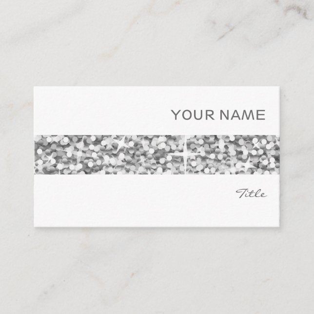 Glitz "Silver" rand-affärskort vitt Visitkort (Framsida)