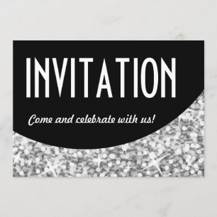 Glitz "Silver" svart kurva 'Invitation' inbjudan