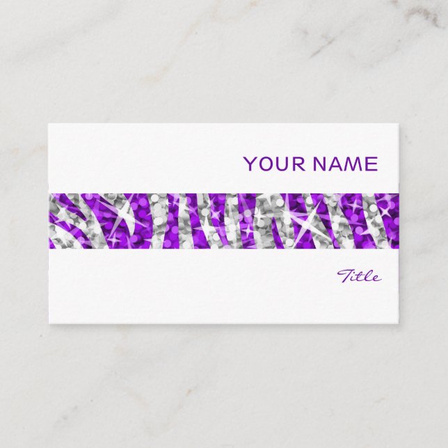 Glitz Zebra Lila rand affärskort vit Visitkort (Framsida)
