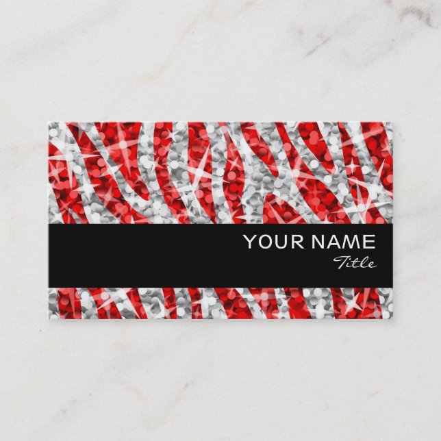 Glitz Zebra Red affärskort black rand Visitkort (Framsida)