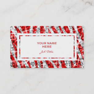 Glitz Zebra Red-rektangeln, vit affärskort Visitkort