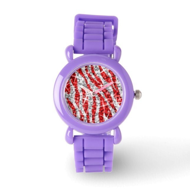 Glitz Zebra Red-utskrifter Armbandsur (Framsida)