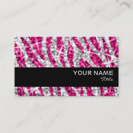 Glitz Zebra Rosa affärskort svart rand Visitkort