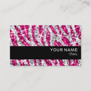 Glitz Zebra Rosa affärskort svart rand Visitkort