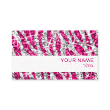 Glitz Zebra Rosa affärskort vit rand